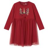 Kerst Jurk - Jersey - Glitterprint - Lange Mouwen - Regular Fit