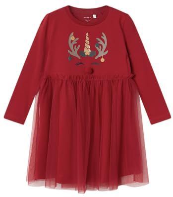 Kerst Jurk - Jersey - Glitterprint - Lange Mouwen - Regular Fit