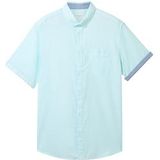 Tom Tailor - Herenshirt - Korte Mouwen - Blauw - Katoen