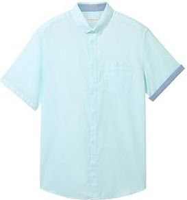 Tom Tailor - Herenshirt - Korte Mouwen - Blauw - Katoen