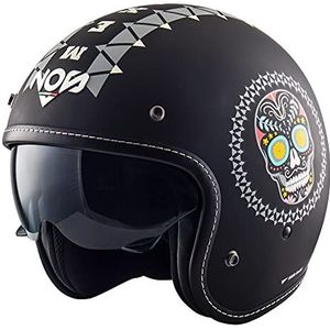 NOS Helmets NOS NS-1 Mexican, motorhelm Open Face van HRPolymeer. Goedgekeurd volgens ECE22-05, uniseks volwassenen, medium