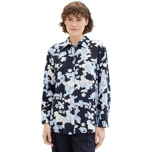 TOM TAILOR Damesblouse, 34757 - Blauwe Geometrische Print, 36