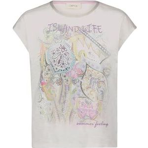 Cartoon Damesshirt met ronde hals en placement, Patch crème/rosé, 38