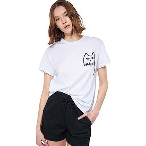 Mavi Dames CAT Printed Tee T-Shirt, Wit, XL