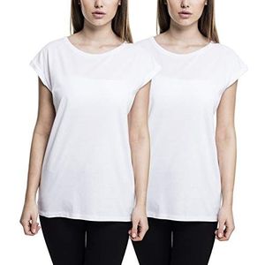 Urban Classics dames T-Shirt Ladies Extended Shoulder Tee 2-pack, Mehrfarbig (White (2-pack) 00243), XL