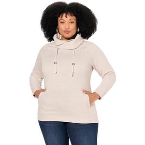 Ulla Popken Grote maten grote maten plus size sweatshirt, brede opstaande kraag, zakken, raglan-lange mouwen, Natuurlijke melange, 62-64