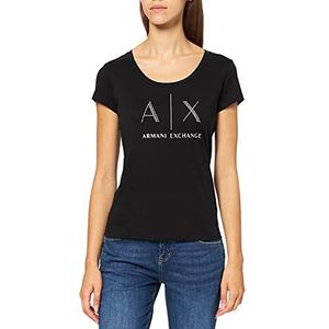 Armani Exchange T-shirt met strassteentjes voor dames, zwart, S