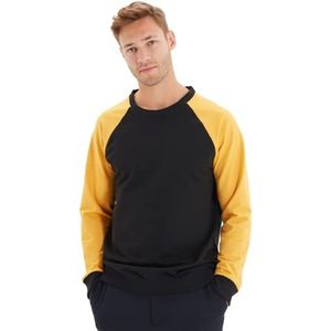 Trendyol Heren Crew Neck Colorblock Regular Sweater, Zwart, 2XL, Zwart, XXL