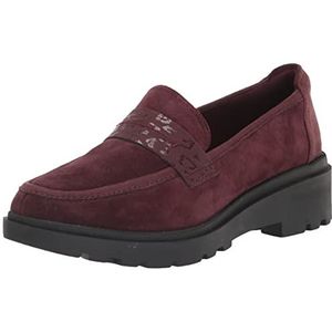 Clarks Calla Ease Loafer voor dames, Bourgondië Suede, 38 EU