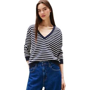 Tommy Jeans - Essential - Trui - Marine/Wit - V-hals - Lange Mouw