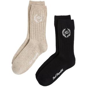 Karl Lagerfeld - Sokken - Beige Zwart Wit - 2 Pack - Geribbeld Gebreid