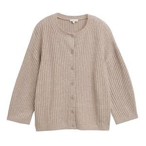 TOM TAILOR Cardigan gebreide jas voor dames, 38330 - Soft Taupe Melange, XL