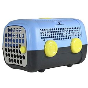 United Pets A.U.T.O. Transportbox voor katten en kleine honden, gemaakt in Italië, blauw en grijs, eenheidsmaat