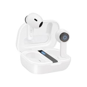 TOOQ TQBWH-0031W Bender Draadloze Bluetooth-hoofdtelefoon met microfoon met oplaadhoes, draadloze hoofdtelefoon voor iPhone/iOS/Android, wit
