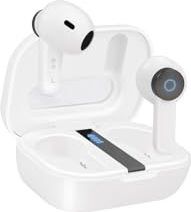 TOOQ TQBWH-0031W Bender Draadloze Bluetooth-hoofdtelefoon met microfoon met oplaadhoes, draadloze hoofdtelefoon voor iPhone/iOS/Android, wit