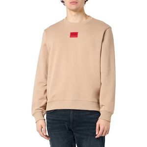 HUGO Diragol212 Sweatshirt voor heren, van katoen-terry met rood logo-label, Medium Beige 267, L