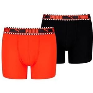 PUMA Boxershorts voor kinderen, 2 stuks rood/zwart, rood/zwart, 134-140