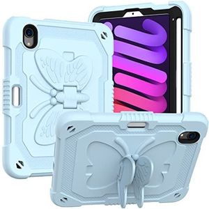 Beschermhoes voor iPad Mini 6e generatie 2021 met penhouder, robuust, schokbestendig, met schouderriem en vlinderhouder voor iPad 8,3 inch, blauw