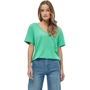 Minus Leti T-shirt met V-hals en korte mouwen | Groene T-shirts voor dames VK | Lente T-shirt | Maat L