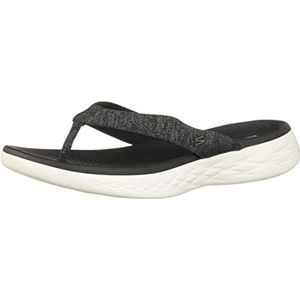 Skechers On-The-go 600-15304 Teenslippers voor dames, zwart, wit, 36 EU