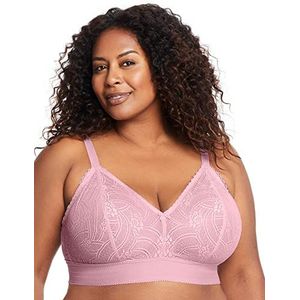 Glamorise Dames Luxe Lace Bralette Wirefree #7012 BH met volledige afdekking, mauve, 80DD, mauve, 80E