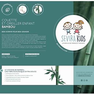 Sevira Kids dekbed en hoofdkussen – voor kinderen en baby's – buitenmateriaal: 100% perkal-katoen – binnenkant: 100% bamboe – zacht – hypoallergeen – onderhoudsvriendelijk.