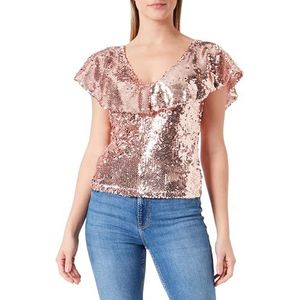 faina Dames T-shirt met Volant 19123600, roze, S, roze, S