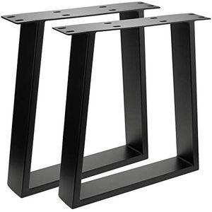 PrimeMatik - Rechthoekige poten voor tafel en kruk, van zwart staal, 400 x 80 x 430 mm, 2 stuks (IP029)