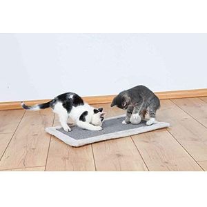 Kattenkrabmat met pluche rand, 55 × 35 cm, lichtgrijs