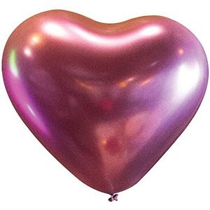 Amscan 9908429-50 latex ballonnen Decorator Heart Satin Luxe Flamingo, grootte 30 cm, luchtballon, decoratie, bruiloft, verjaardag