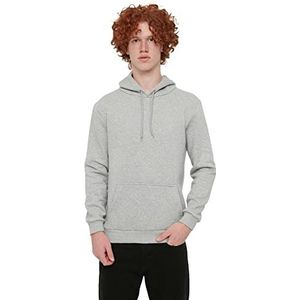 Trendyol Men's Gray Male Regular Fit lange mouwen Kangaroo zakken capuchon sweatshirt, XXL
