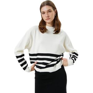 Koton Oversized sweater met lange mouwen en ronde hals, Black Stripe (9s9), S