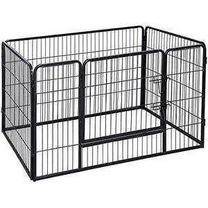 FEANDREA Behuizing voor huisdieren, puppyrun, 122 x 80 x 70 cm, zwart PPK74H