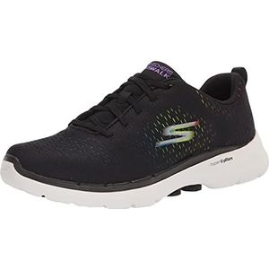 Skechers Dames Go Walk 6 Vibrant Energy Sneaker, Zwart textiel Multi Trim, 40 EU