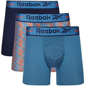 Reebok Sportbroek voor heren met vochtafvoerende, elastische tailleband met logo, Vector Marine/Smash Oranje/Steely Blue, S