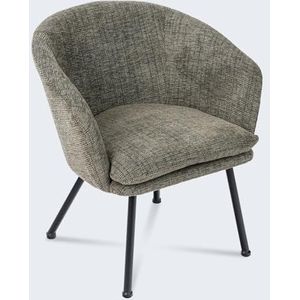 MEUBLE COSY Leunstoelen, scandinavische woonkamerstoel, relaxbank, met armleuningen en dik kussen, metalen voet, voor slaapkamer, keuken, kantoor, groen, 67,5x51x74,5cm