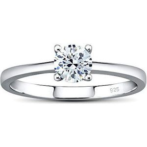 SILVEGO – JJJR2339sw – Dames 925 Sterling Zilver Ring met Swarovski Zirconia 5mm Verlovingsring