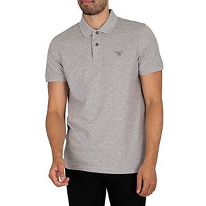 GANT Heren pique poloshirt korte mouw kraag, Grijs Marl, S