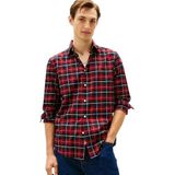 Tommy Hilfiger Heren gemerceriseerd Tartan RF Shirt MW0MW41494 L/S Shirt, rood, M, Rood (Regatta Rood/Check), M