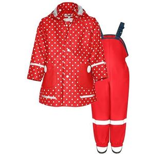 Playshoes - Tweedelig Regenpak - Rood - Waterdicht - Stippen - 80