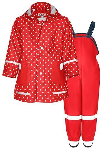 Playshoes - Tweedelig Regenpak - Rood - Waterdicht - Stippen - 80