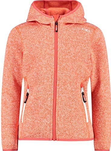 CMP - Knit-Tech kinderjas met vaste capuchon, Campari-Bianco, 104