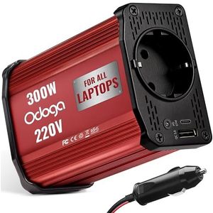 Odoga - Draagbare 300 W Autostroomverter - Acculader - Compact - Aluminium Behuizing