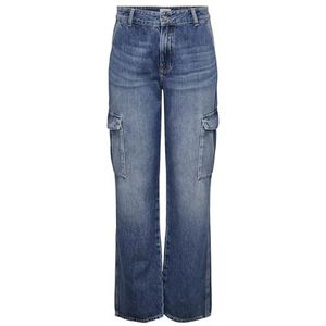Only - Onljune High Waisted Cargo Dnm Mbd Dot - Dames - Jeans