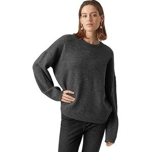 VERO MODA Vmgemma Ls Crew Neck Knit VMA Noos Trui voor dames, dark grey melange, XXL