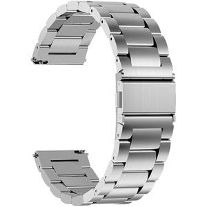 Fullmosa roestvrijstalen armband watch band metalen horlogebanden met snelsluiting geschikt voor dames en heren, 18mm Zilver