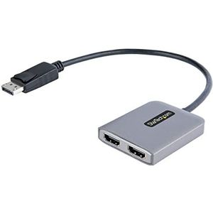 StarTech.com Displayport MST HUB, DP naar Dual HDMI 4K 60Hz, DisplayPort Multi Monitor Adapter met 30cm Kabel, DP 1.4 Multi Stream Transport Hub, DSC, HBR3, DP naar HDMI Splitter (MST14DP122HD)