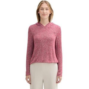 TOM TAILOR Damesshirt met lange mouwen en capuchon, 35895 - Pink Velvet Melange, L
