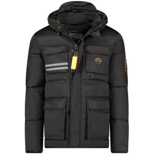 Geographical Norway Dolbary Heren Parka Lang, warm, herfst en winter - waterdichte jas met capuchon - outdoor bontjas - winddichte jas - heren (zwart 2XL), Zwart, XXL