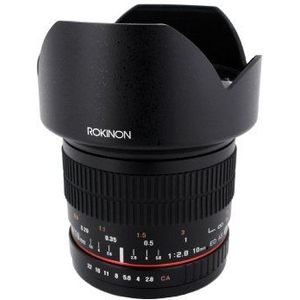 Rokinon 10mm F2.8 ED AS NCS CS Ultra Wide Angle Lens Canon EF-S Type voor Canon Digitale SLR Camera's, Nikon AE, zwart